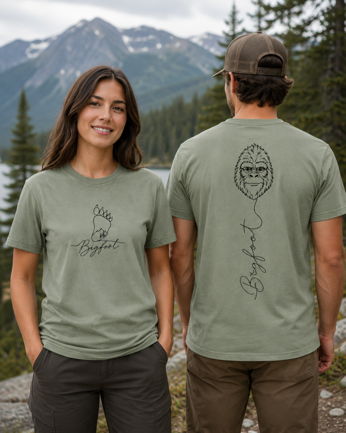 Minimalist Bigfoot Shirt | Front & Back Sasquatch Tee