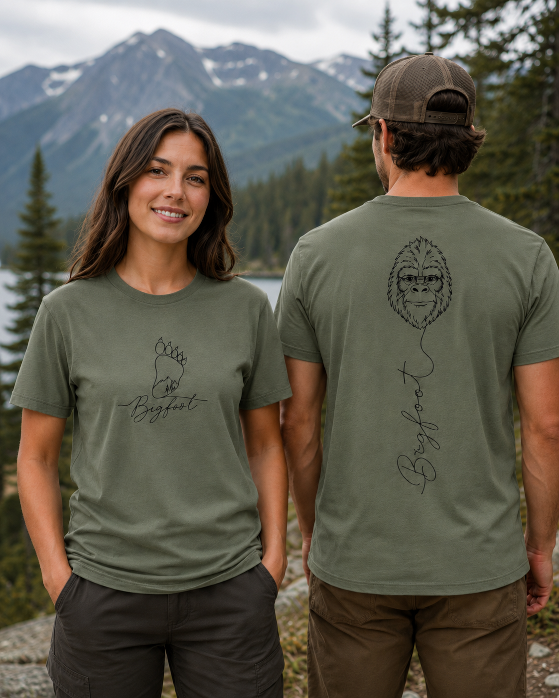 Minimalist Bigfoot Shirt | Front & Back Sasquatch Tee