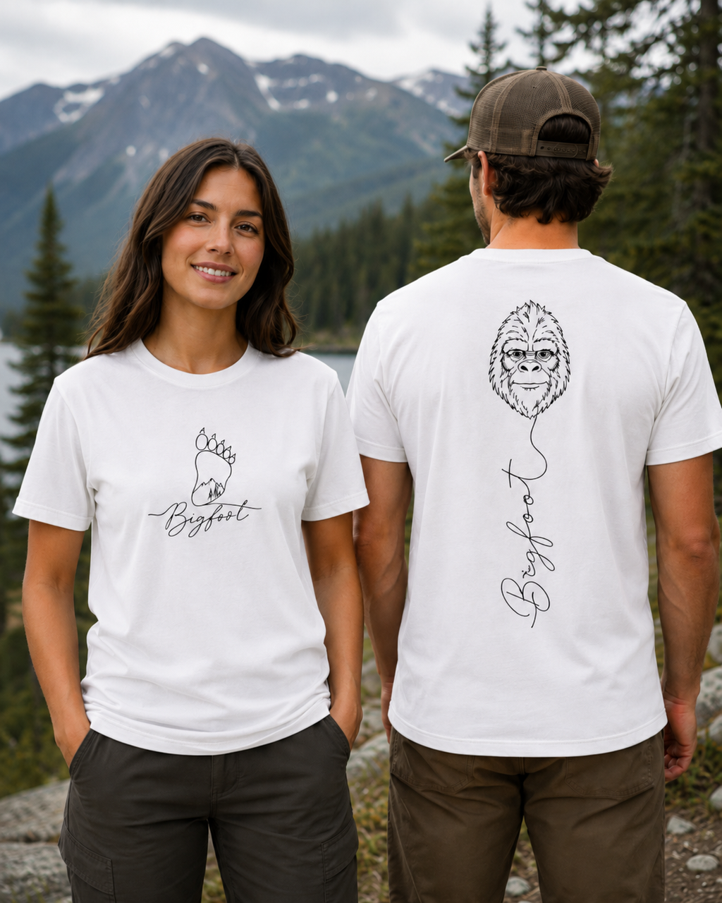 Minimalist Bigfoot Shirt | Front & Back Sasquatch Tee