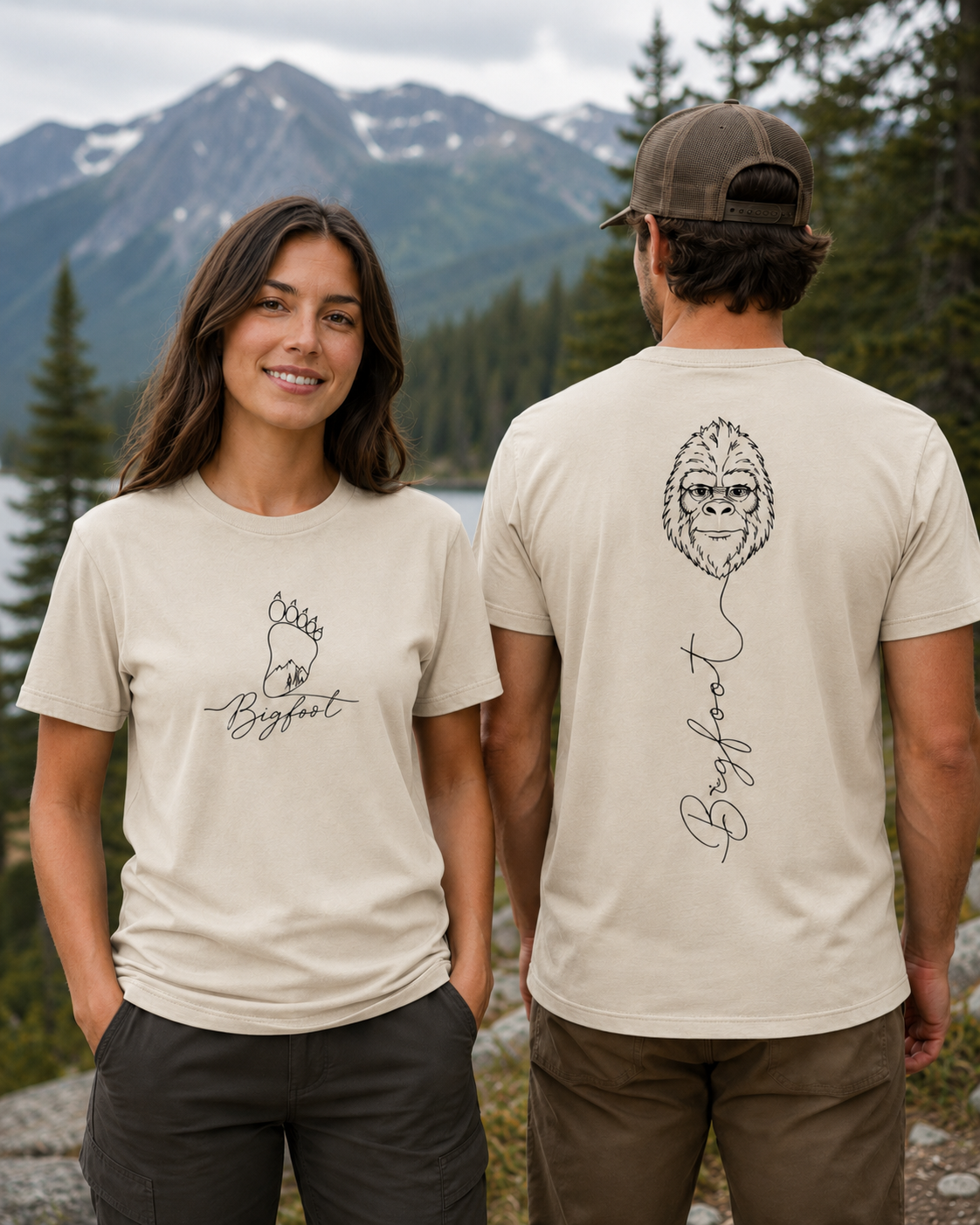 Minimalist Bigfoot Shirt | Front & Back Sasquatch Tee