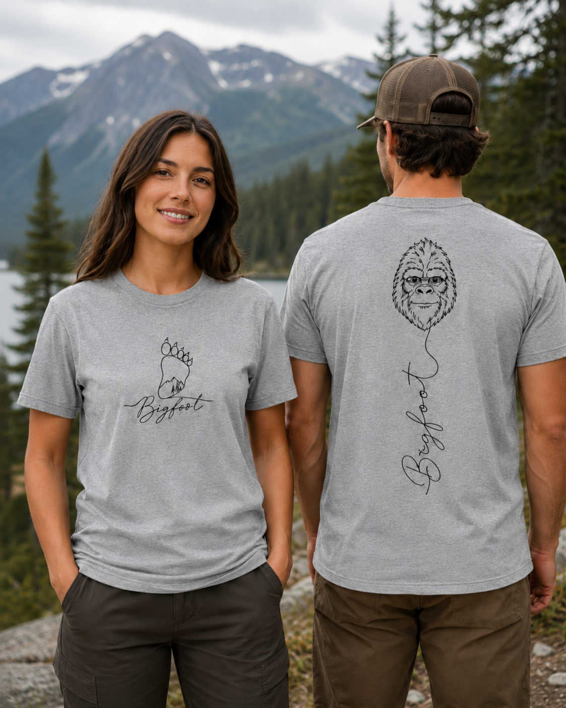 Minimalist Bigfoot Shirt | Front & Back Sasquatch Tee